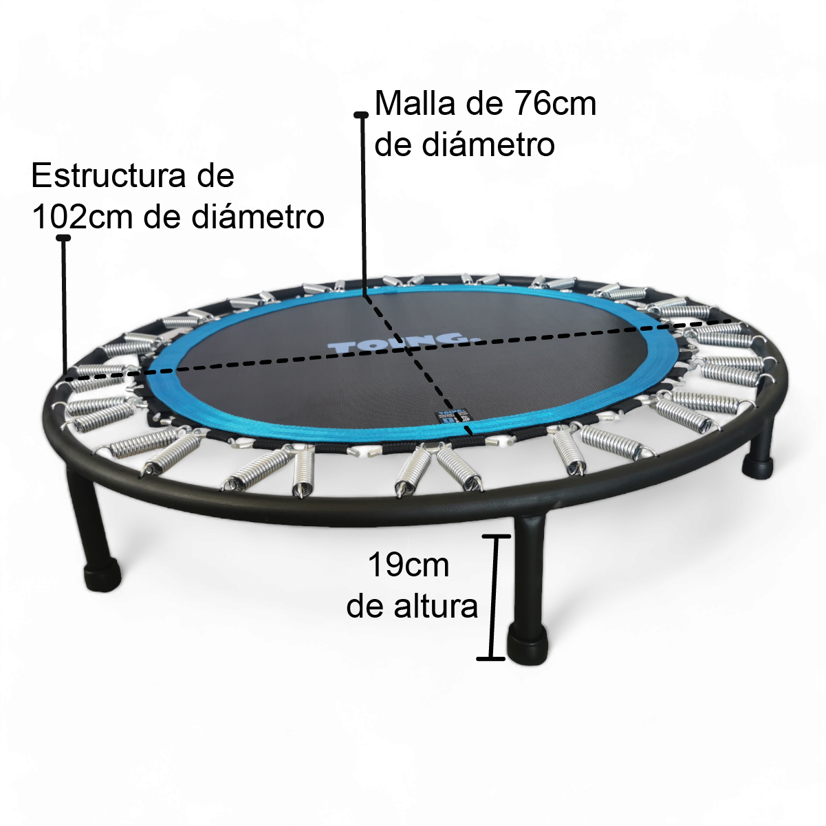 Mini Trampolín Alto Rendimiento 1.02m Negro