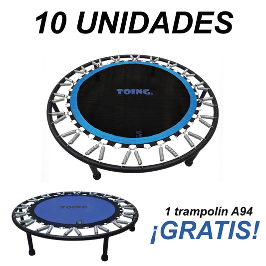 1 Trampolín A94 GRATIS Y Paquete de 10 Mini Trampolines Alto rendimiento 1.02m Negro
